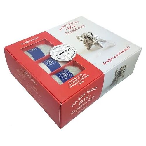 Ma Box Tricot Diy Le Petit Chat - Avec 3 Petites Pelotes, 1 Aiguillée De Fil Noir, 1 Paire D'aiguilles À Tricoter, Du Rembourrage