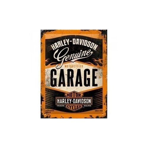 Plaque en métal 15 X 20 cm : Harley-Davidson Garage