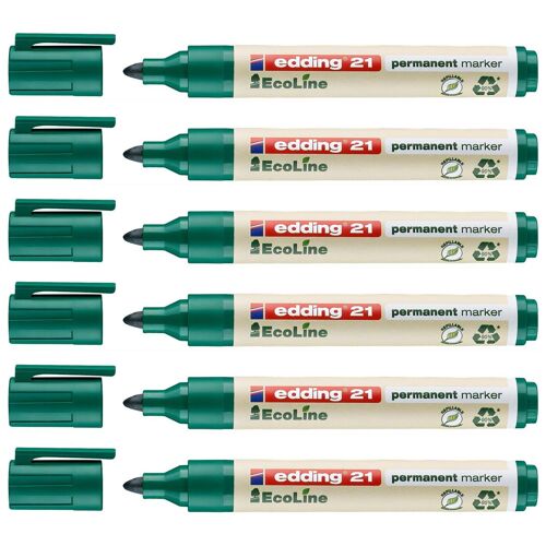 Edding Lot De 6 Marqueurs Permanent 21 Ecoline Vert 1,5-3 Mm
