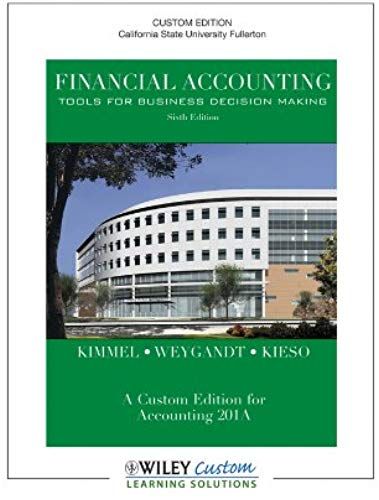 Financial Accounting: Tools For Business Decision Making, Custom Edition For California State University Fullerton (Custom For Accounting 201a)