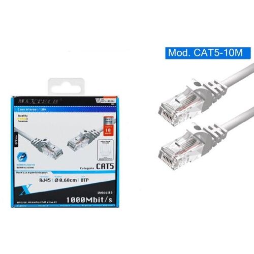 Trade Shop - Câble Réseau Internet Lan 10 Mt Cat5 Rj45 Modem Routeur Ordinateur Maxtech Cat5-lan10m