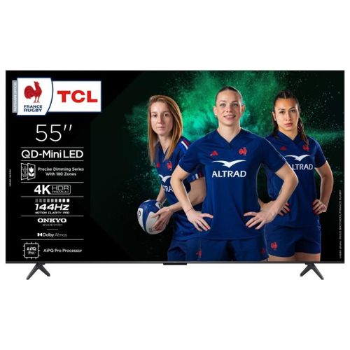 TV QD-Mini LED Tcl 55C69K 140 cm 4K UHD 2025 Aluminium brossé