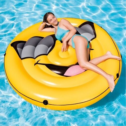 Trade Shop - Émoticône Sourire Géant Gonflable Intex Île Matelas Piscine Mer 173cm