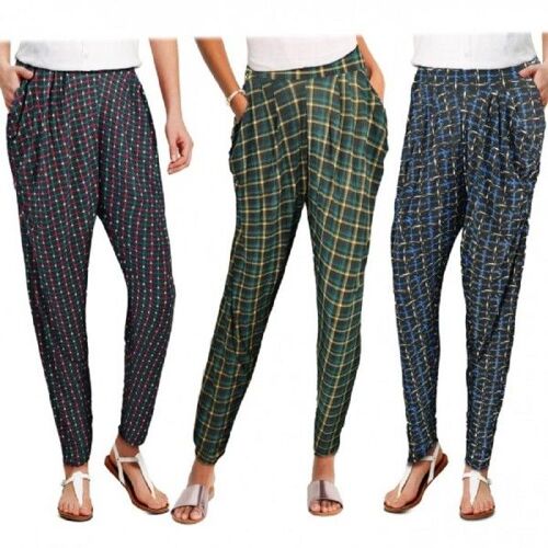 Trade Shop - Pack Da 3 Pantaloni Da Donna Alla Turca Ass. Only Scacchi Tartan Tg08-13 -