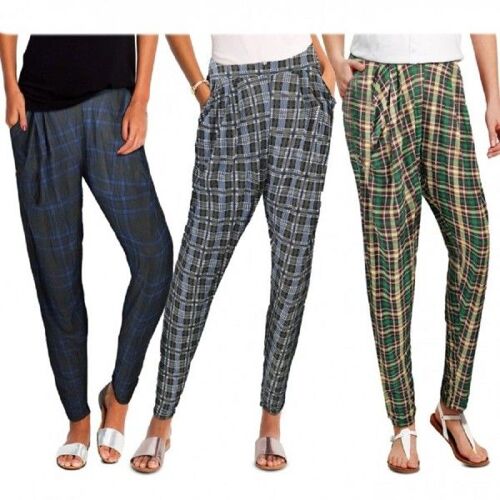 Trade Shop - Pack Da 3 Pantaloni Da Donna Alla Turca Ass. Style Tartan Scacchi -
