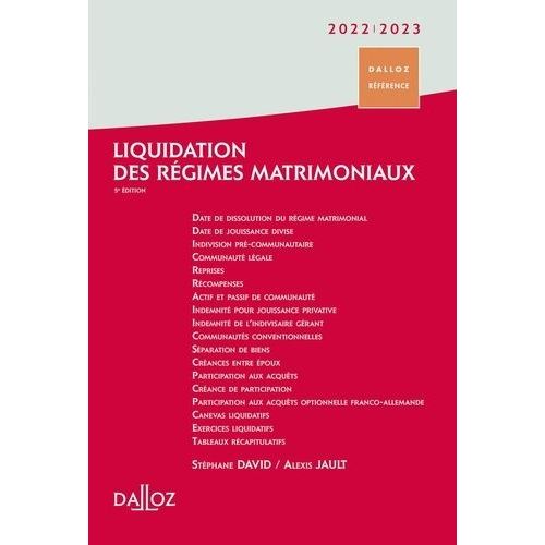 Liquidation Des Régimes Matrimoniaux - Edition 2022-2023