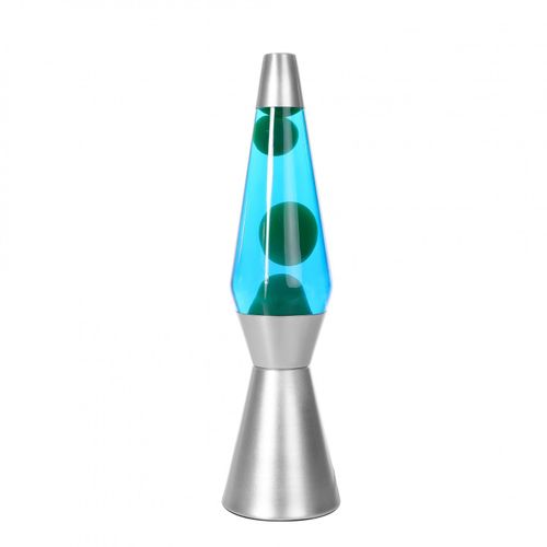 Itotal - Lava Lamp 36 Cm - Silver Base, Blue Liquid And Green Wax (Xl