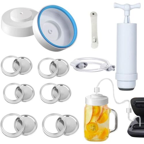 Scellant de Bocaux Sous Vide Scellant Bocaux avec Accessoire Tuyau et Pompe à Vide Manuelle Mason Jars Vacuum Sealer Conservation Aliments goodnice