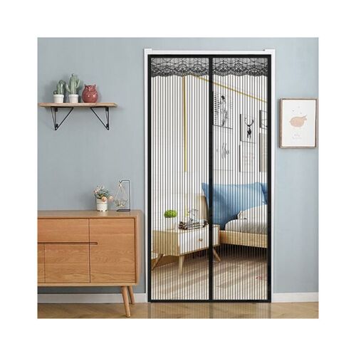 Moustiquaire de rideau de porte magnetique, anti-moustiques avec aimants, moustiquaires de fenetre pour portes de balcon, magnetique automatique (130 x 220 cm, noir) goodnice