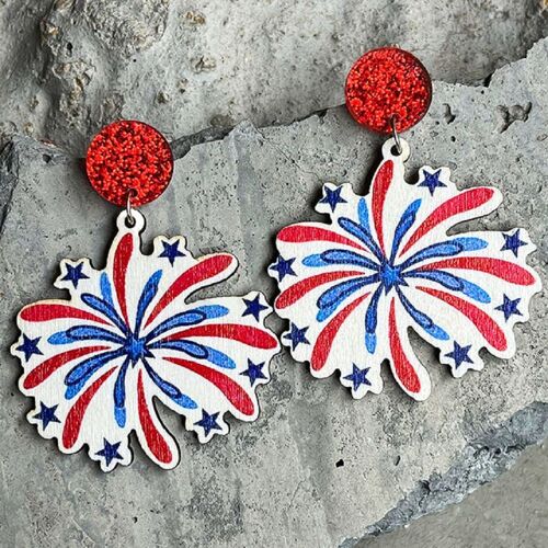Boucles D'oreilles Pendantes En Bois Imprimées Independent Day Pour Filles, Bijoux Usa Stars And Strihear, Cadeau De Festival Du 4 Juillet, Nouveau, 2023