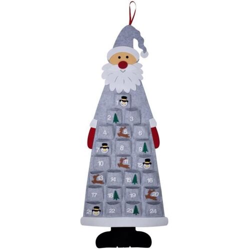 Décoration calendrier de l'avent père Noël gris de 120 cm (x1) REF/88002