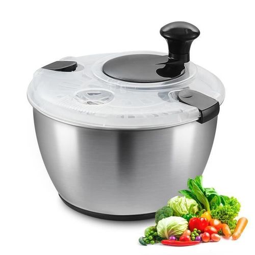 Essoreuse À Salade - Vevor - Inox 4,5l ,250x250x210mm Avec Couvercle De Bol En Acier Inoxydable Pour Séchage Des Légumes Sans Bpa