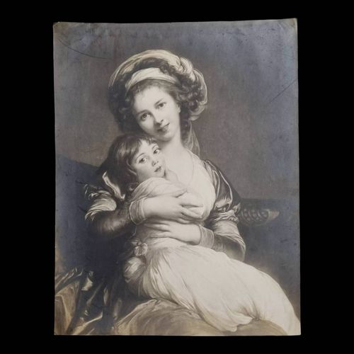 Photographie ancienne aposaposMadame Vige Le Brun et sa filleaposapos A Mouttet Paris gris