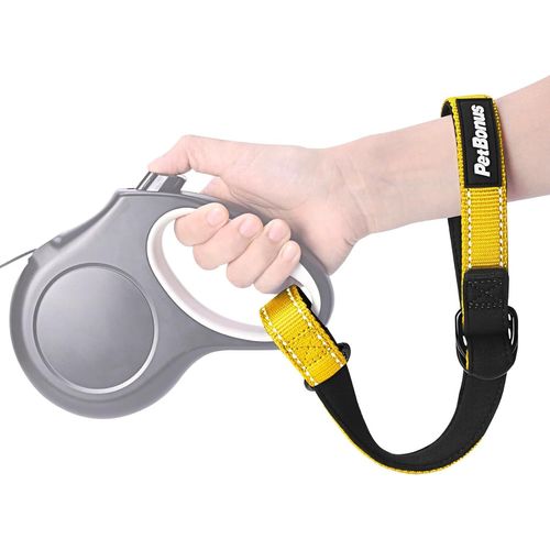 Chicslick-Laisse Courte Pour Chien, Sangle De Sécurité Pour Laisse Rétractable Pour Chien, Poignée Réfléchissante Rembourrée, Sécurité Supplémentaire Pour La Poussette De L'animal Jaune[X2144]