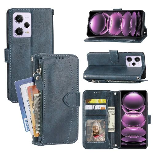 Tongez Étui Pour Xiaomi Poco F5 Pro Cuir Pu Bicelle Titulaire De La Carte Sangle Fermeture Magnétique - Bleu