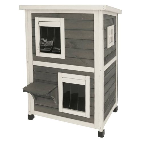 Kerbl Maison D'extérieur Pour Chats Family 57x55x80 Cm Gris Et Blanc