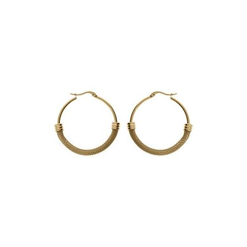 Créoles Acier Doré Jaune Cotte De Maille 40mm