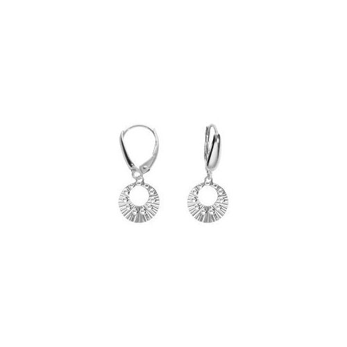 Boucles D'oreilles Dormeuse Argent Rhodié Cercle Martelé