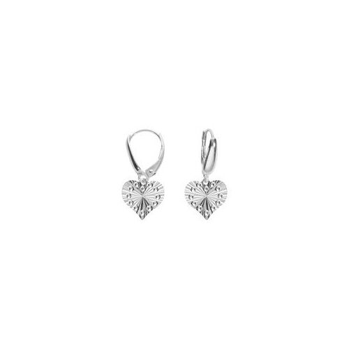 Boucles D'oreilles Dormeuse Argent Rhodié Coeur Martelé