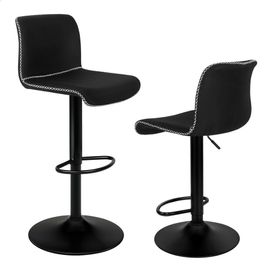 Alfordson Lot De 2 Tabourets De Bar, Tabourets Pivotants Vintage, Hauteur Réglable, Chaises De Bar De Comptoir Avec Dossier Pour Cuisine Rotative, Vérin À Gaz, Noir