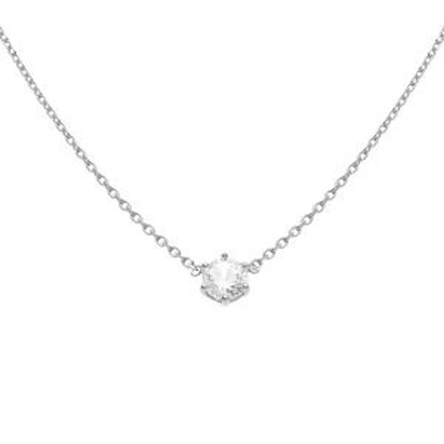 Collier Argent Rhodié Oxyde Blanc 5mm Sertis 6 Griffes 38+4cm