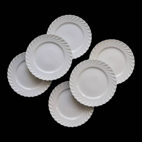 6 Assiettes Dessert Vintage Porcelaine Blanche Torsade Limoges Haviland Blanc