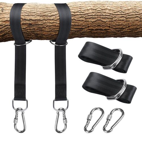 Ceinture De Suspension Pour Hamac, Une Paire, Kit De Suspension, Sangles, Corde, Mousqueton, Capacit¿¿ De Charge De 350 Kg, Camping En Plein Air, Randonn¿¿E