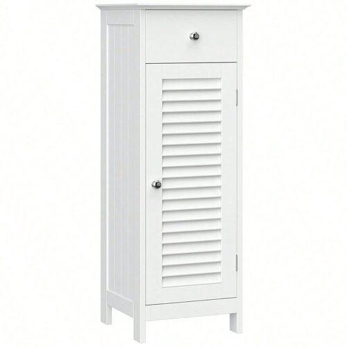 Armoire de rangement de salle de bain avec tiroir, porte persienne, 32 x 30 x 87 cm, Blanc