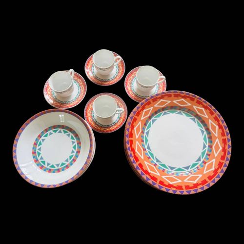 Service Assiettes Et Tasses Genevive Lethu Indien Multicolore