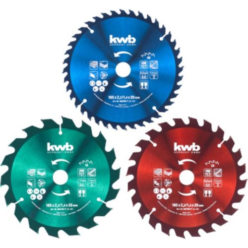 kwb lame de scie circulaireset 3t 165x20mm