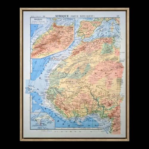 Imprime en 1900 carte NordOuest de laposAfrique multicolore