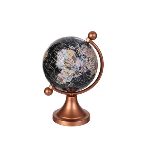 Globe terrestre en métal - H.14cm - Marron cuivré
