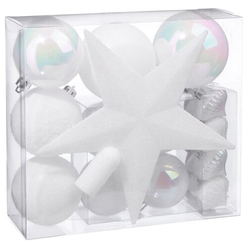 Kit de décorations pour sapin de noël - 18 Pièces - Blanc