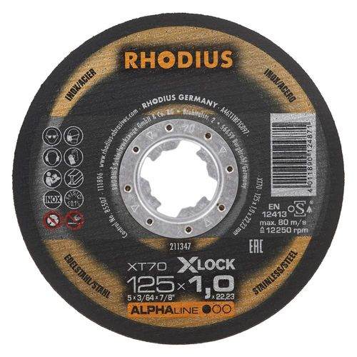 Rhodius Extra disque de coupe mince XT70 X-LOCK / Ø 125 x 1,0 x Longueur moule de 22,23 mm 41