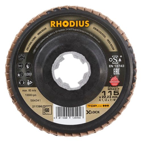 Rhodius disque Flap JUMBO VITESSE P X-LOCK / Ø 115 x 22,23 obliquement K60