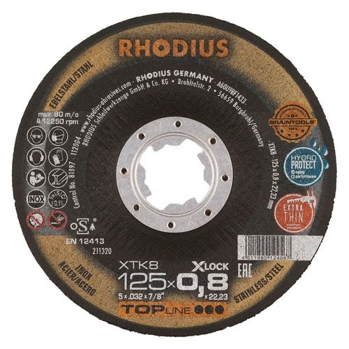 Rhodius Extra disque de coupe mince XTK8 X-LOCK / Ø 125 x 0,8 x Longueur moule de 22,23 mm 41