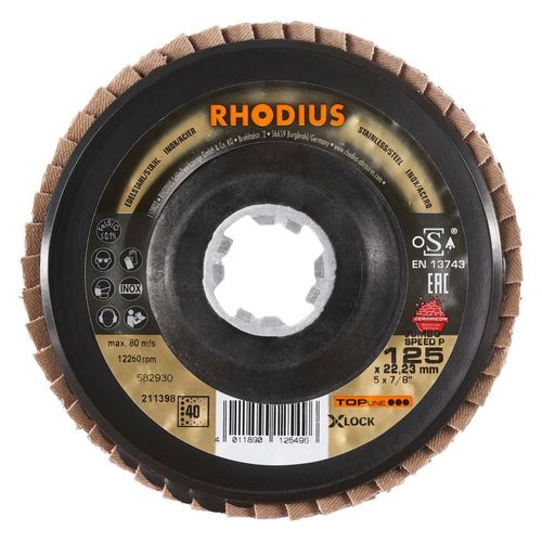 Rhodius disque Flap JUMBO VITESSE P X-LOCK / Ø 125 x 22,23 obliquement K40
