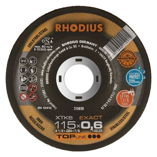 Rhodius disque de coupe extra mince XTK6 EXACT BOX / Ø 115 x 0,6 x Longueur moule de 22,23 mm 42