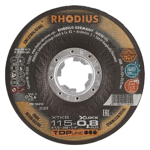 Rhodius Extra disque de coupe mince XTK8 X-LOCK / Ø 115 x 0,8 x Longueur moule de 22,23 mm 41