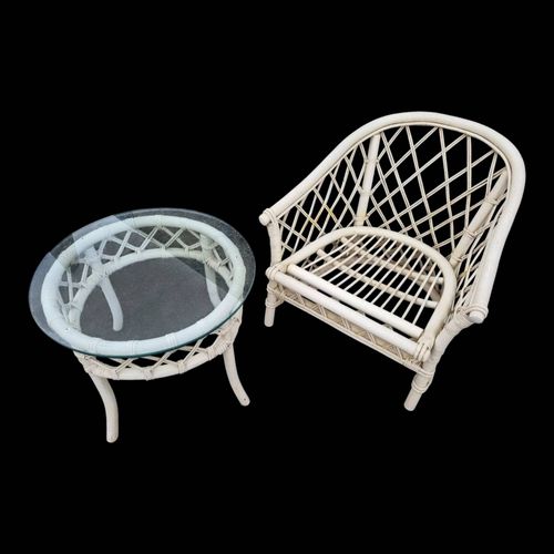 Fauteuil Et Table Rotin Blanc