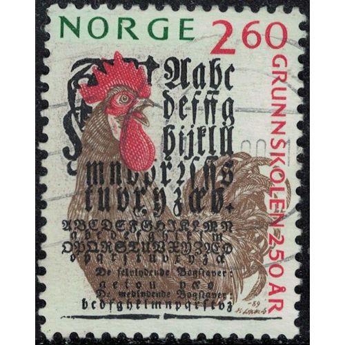 Norvège 1989 Oblitéré Used 250 Ans École Primaire Animal Coq Y&t No 978 Su