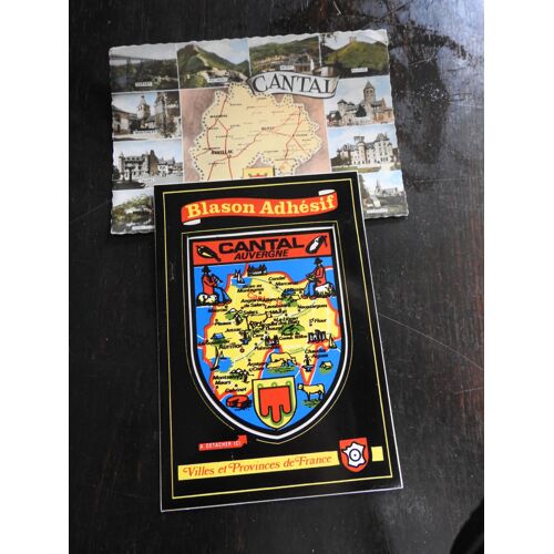 Lot De Deux Cartes Postales Du Cantal / Blason Adhesif