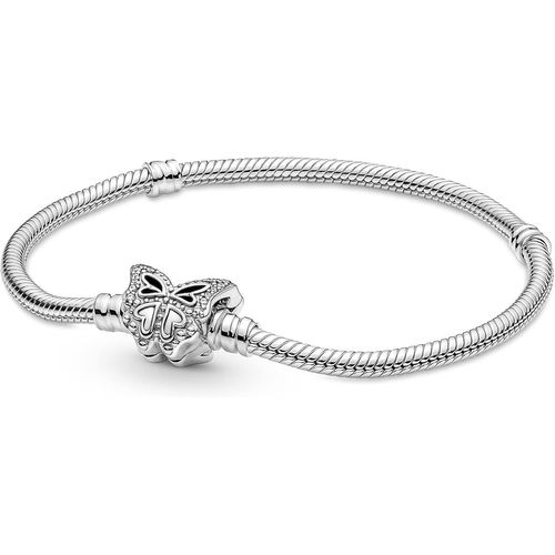 Moments Bracelet Maille Serpent En Argent Sterling Avec Fermoir Papillon Et Zircones Cubiques Transparentes