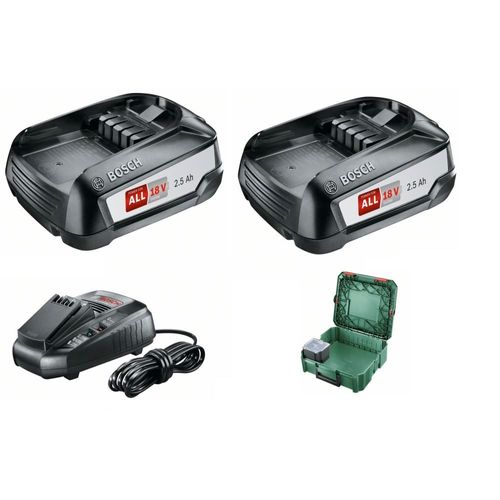 BOSCH 18V Set Batterie Starter Set 2x batterie + chargeur + Systmbox