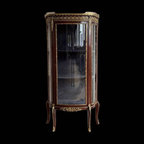 Vitrine Aux Verres Bombs Style Transition En Acajou Et Laiton Vers 1900 Bordeaux