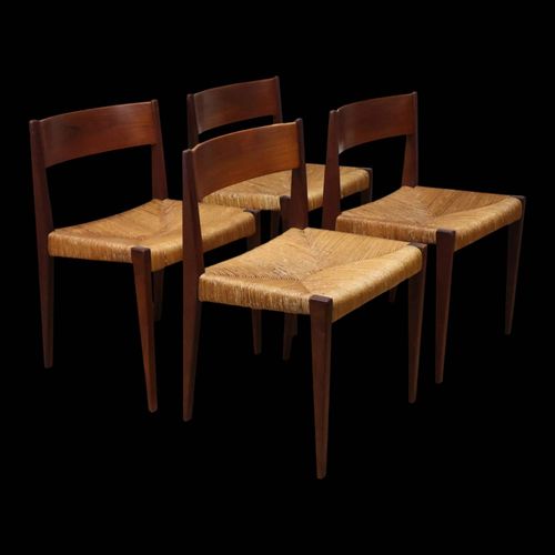 Srie De 4 Chaises Scandinave Modle Aposapospiaaposapos De Poul Cadovius 1960 Marron