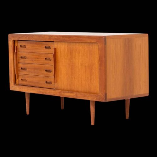 Buffet En Teck Svend Dyrlund Avec Portes Tambour Marron