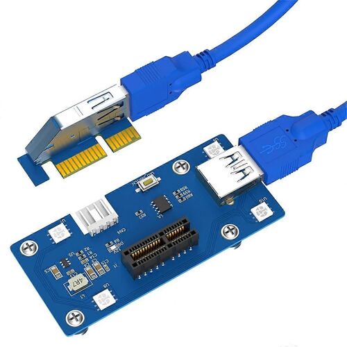 Carte de montage PCI-E PCI-E 1X à 1X/4x/8x/16x 2 en 1 avec voyant LED de décoloration automatique