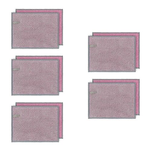 10 Pcs Chiffons De Vaisselle Polyvalents Tampons À Récurer Réutilisables Parfaits Pour Le Nettoyage Humide Et À Sec Sur La Vaisselle, Les Éviers, Rose