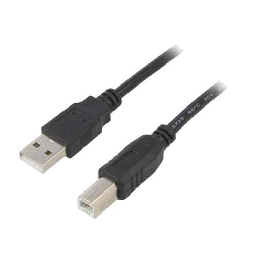 Cable- USB 2.0- USB A prise.USB B prise- nickele- 5m- noir